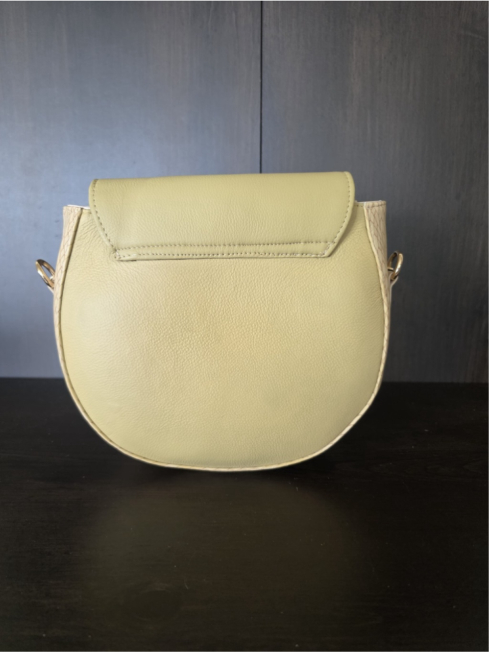 2 Straps Soft Yellow Ivory Embossed Tooled Artisan LEATHER Crossbody Purse Bag - Picture 6 of 16